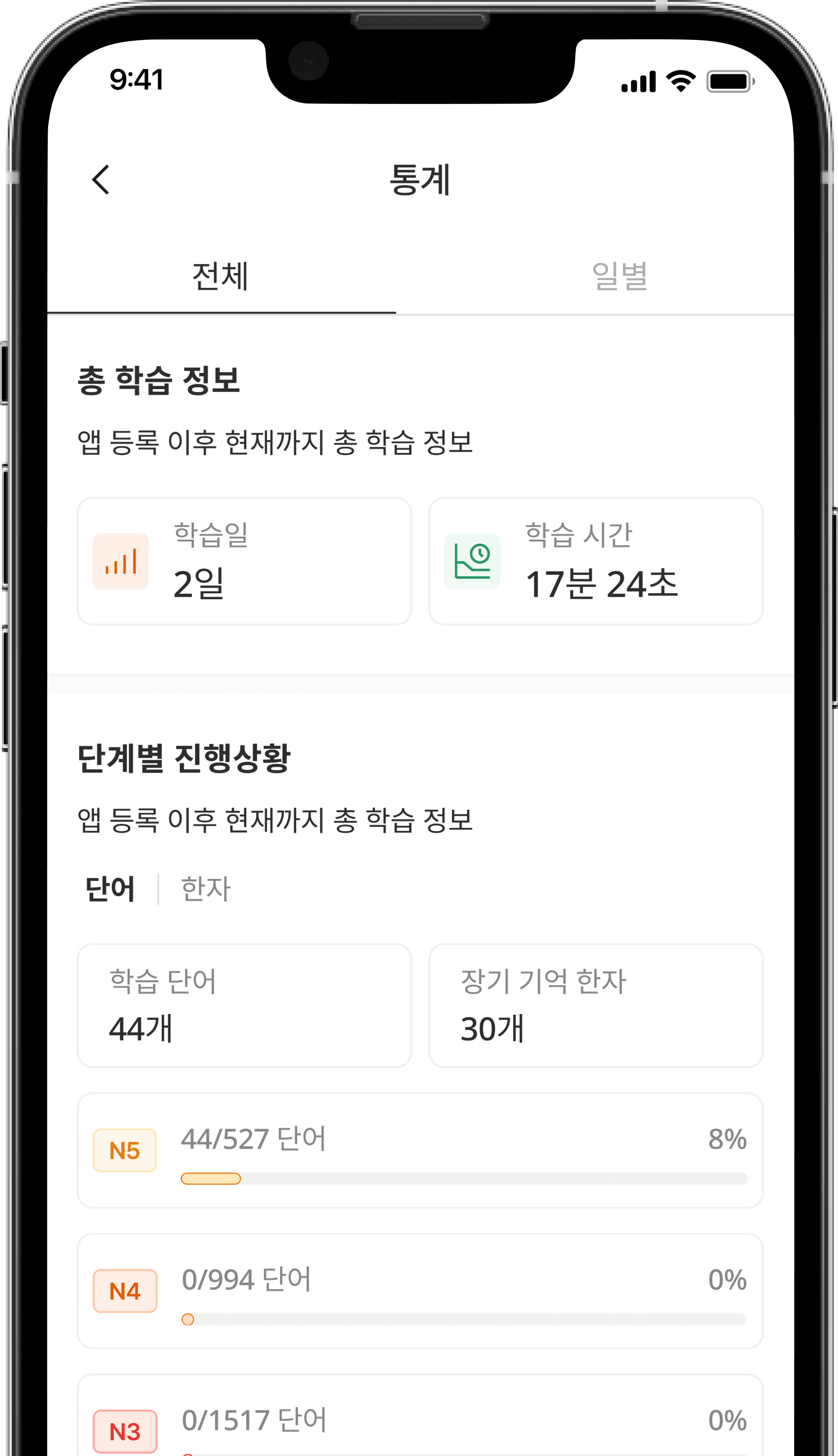 한눈에 보는 학습 통계