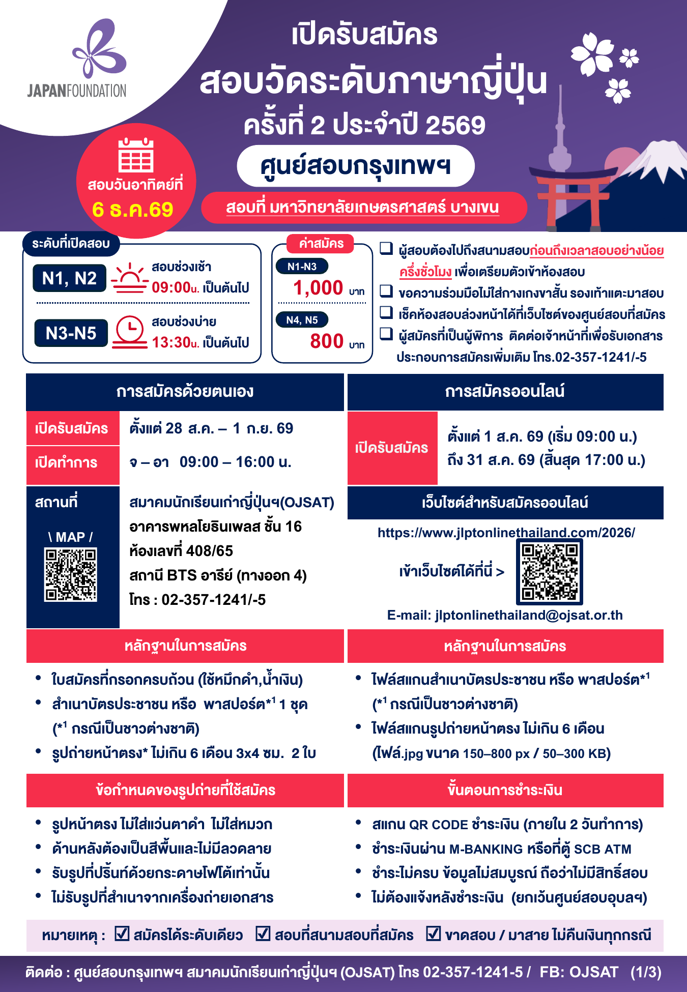 ประกาศสอบ JLPT กรุงเทพฯ ระบุวันสอบเดือนธันวาคม ค่าสมัคร และขั้นตอนการสมัคร